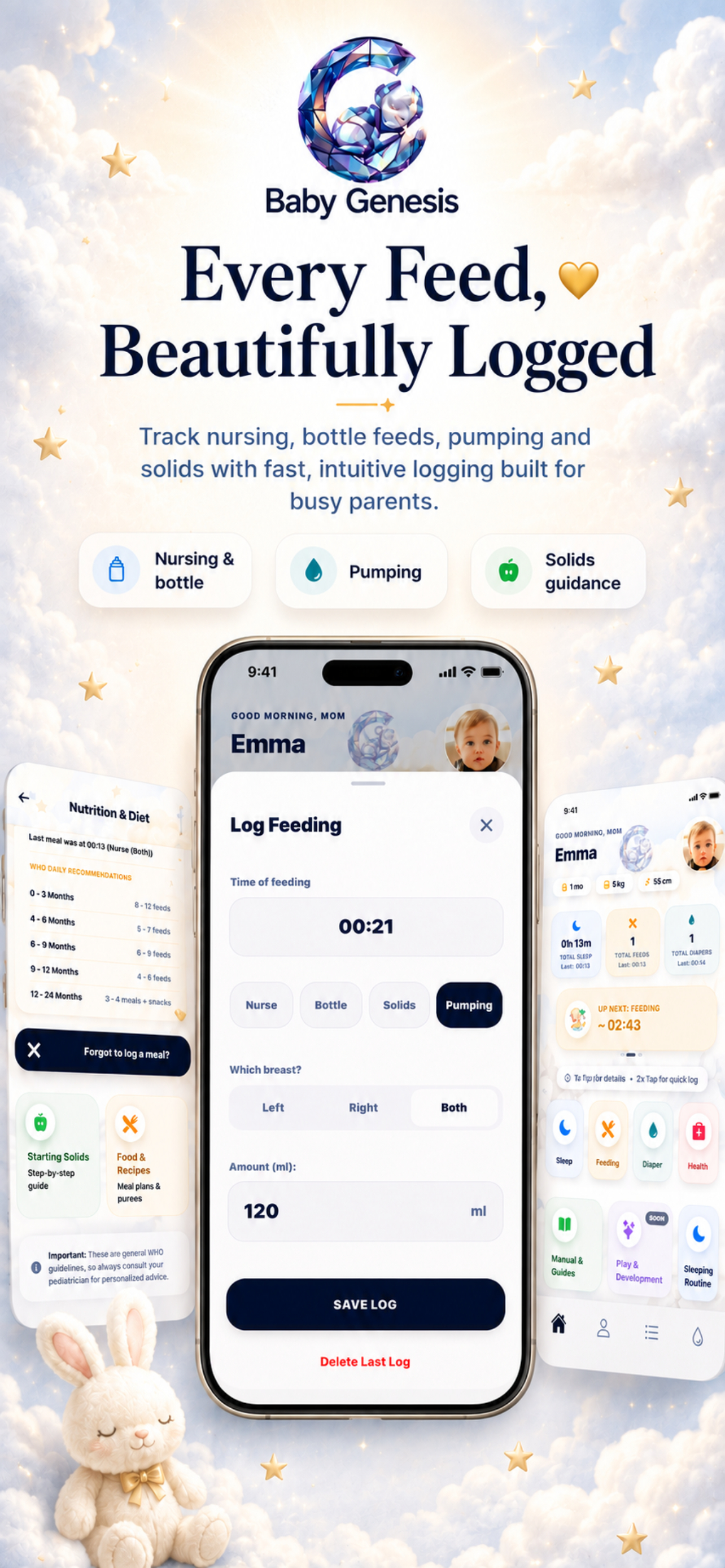 Baby Genesis feeding and pumping tracker